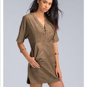 PAPER CRANE SUEDE DRESS